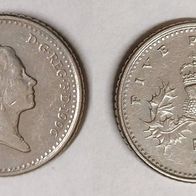 Großbritannien England Münze Five Pence Elizabeth II D . G . REG . F . D 1996