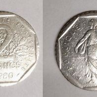 Frankreich Republique Francaise Münze 2 Francs von 1980