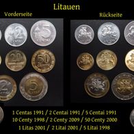 Litauen 9 Münzen: 1991 - 2009