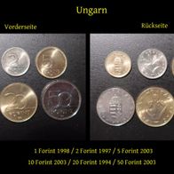 Ungarn 6 Münzen 1994 - 2003