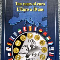 10 JAHRE EURO Sammelalbum mit 12 Medaillen/ Münzen je incl. Swarovski® Kristall
