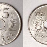 Dänemark Münze 25 Öre von 1969