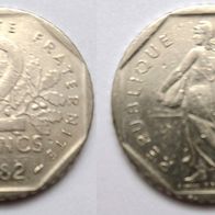 Frankreich Republique Francaise Münze 2 Francs von 1982