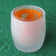 NEU: 2in1 Teelicht Kerzen Halter orange Milchglas Teelichtglas Windlicht Glas