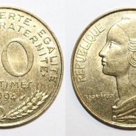 Frankreich Republique Francaise Münze 20 Centimes von 1994.