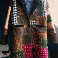 Damen Mantel Jacke BORO Handgestickt Braun-Schwarz Gr.40