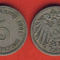 Kaiserreich 5 Pfennig 1901 D