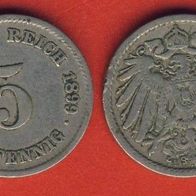 Kaiserreich 5 Pfennig 1899 F