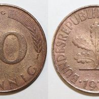 Bundesrepublik Deutschland (BRD) Münze 10 Pfennig - G von 1972