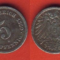 Kaiserreich 5 Pfennig 1890 E