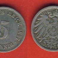 Kaiserreich 5 Pfennig 1897 G