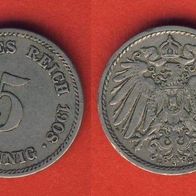 Kaiserreich 5 Pfennig 1908 E