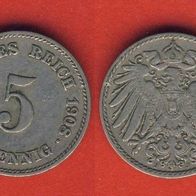 Kaiserreich 5 Pfennig 1908 J