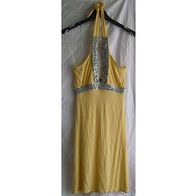Kleid Minikleid Strandkleid Cocktailkleid gelb Neckholder Pailletten Gr. M / L