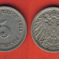 Kaiserreich 5 Pfennig 1911 F