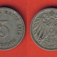 Kaiserreich 5 Pfennig 1912 J