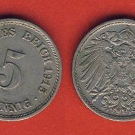 Kaiserreich 5 Pfennig 1915 F