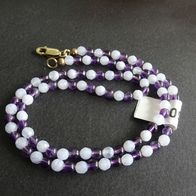 Aquamarin + Amethyst Kette, Silber 925