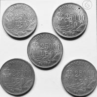 5x 25000 Lei 1946 Silbermünzen aus Rumänien Mihai I (6)