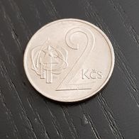 Tschechoslowakei 2 Kcs Münze zufälliges Jahr!