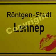 Ansichtskarte, Postkarte, Bergisches Land, Ortstafel Röntgenstadt Lennep