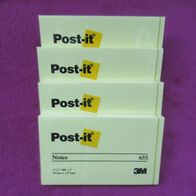 4 x 100 Blatt Post-it Notes 655 Selbstklebende Haftnotizzettel 76x127mm gelb