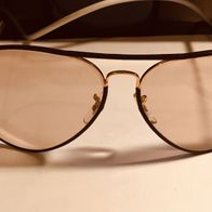 Ray Ban Aviator Outdoorsman Sonnenbrille B&L 62 14, braune Gläser, Tabakleder