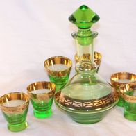 ART-Deco Glas-Likör-Set, Karaffe und 6 Gläser