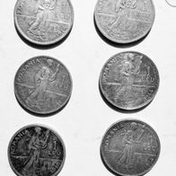 6x 1 Leu Silbermünzen Romania Carol I 1910-1914 (1)