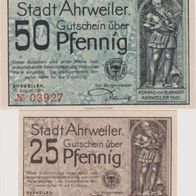 Ahrweiler-Notgeld-25-50-Pfennig-15,08,1921 2 Scheine