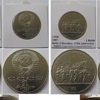 1987, USSR,2 pcs of 1-ruble commemorative coins: Borodino, Monument/ Soldiers