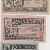 Altenkirchen-Waldbröl-Notgeld-10-25-50-Pfennig von 1920