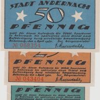 Andernach-Notgeld-10-25-50-Pfennig von 1920