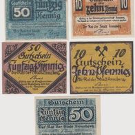 Annaberg-Notgeld-10-10-3x50-Pfennig-1919 5 Scheine