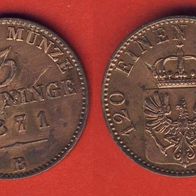 Preußen 3 Pfennig, 1871 B