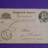GS PK Königreich Bayern 3 Pfennig grün Raute 1886