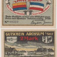 Archsum-Sylt- Notgeld Zwei-Mark bis-21.03.1921