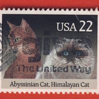 USA 1988 Katzenrassen Mi.1966 mit Werbestempel