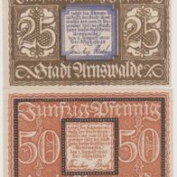 Arnswalde-Notgeld 25-50-Pfennige bis 01-08-1920 ohne Kz