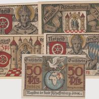 Aschaffenburg Notgeld 2x25-3x50 Pfennige-1920