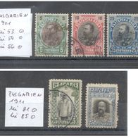 Briefmarken Bulgarien 1901 - 1911 - 5 Marken