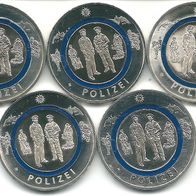 Deutschland 5x 10 Euro 2024 " Polizei " (ADFGJ) Lose Bankfrisch