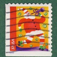USA 2003 M.3794 Kleinformat BE links + unten geschnitten, Weihnachtsmann mit Trompete