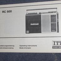 Bedienungsanleitung Schaltplan ITT RC 500 Schaub Lorenz Radiocassettenrecorder