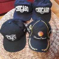 6 X Gebrauchte Caps in Schwarz 3 X Chicago, 1 X Shell V-Power 1 X Yankees, 1 X Italia