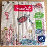 20 Servietten Ocean Fische, Schildkröte, Seepferdchen, Wal 33 x 33 cm 1 Packung Ozean