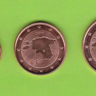 2011 Lose Kursmünzen Estland EESTI: 1 Ct & 2 Ct & 5 Ct & 10 Ct & 50 Ct & 1€ & 2€ UNC