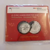 25 Euro Sammlermünze BRD 2022 "Weihnachten - Herrnhuter Stern" PP, Neu und OVP