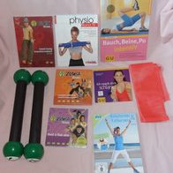 DC Bücher und Zubehör für Fitness Sport Zumba Physio mit Band Hanteln unbenutzt benut