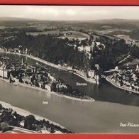 Drei Flüsse Stadt Passau Luftaufnahme gel.1963 (1155)